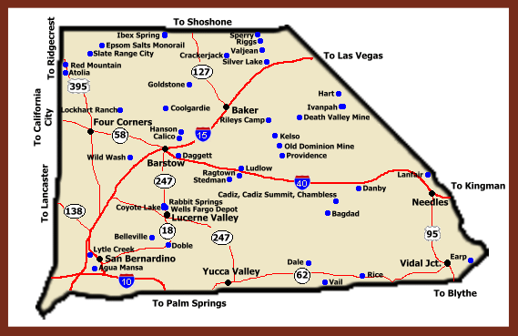 map of san bernardino county with cities Ghost Towns Of California San Bernadino County map of san bernardino county with cities